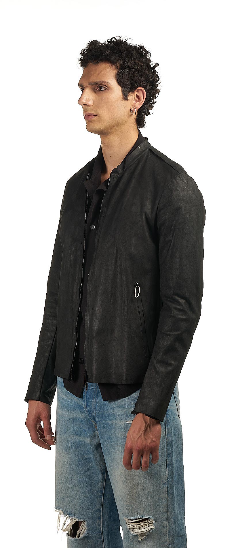 DANIELE BASTA LEATHER AND SILVER JACKET 